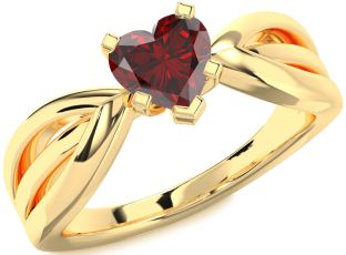 Amethyst Gold Heart Solitaire Engagement Ring