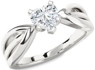 Diamond Platinum Heart Solitaire Engagement Ring