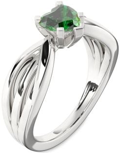 Emerald White Gold Heart Solitaire Engagement Ring