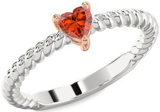Amethyst Platinum & Rose Gold Heart Promise Ring