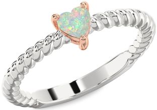 Amethyst Platinum & Rose Gold Heart Promise Ring