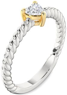 Diamond Silver & 10K gold Heart Promise Ring