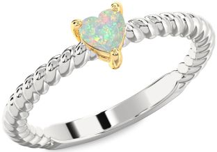 Amethyst Platinum & Yellow Gold Heart Promise Ring