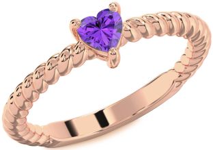 Amethyst Rose Gold Heart Promise Ring