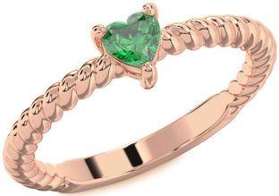 Emerald Rose Gold Heart Promise Ring