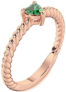 Emerald Rose Gold Heart Promise Ring