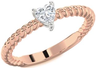 Diamond Platinum & Rose Gold Heart Promise Ring
