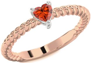 Amethyst Platinum & Rose Gold Heart Promise Ring