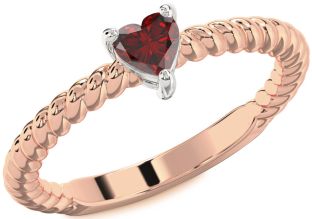 Amethyst Platinum & Rose Gold Heart Promise Ring