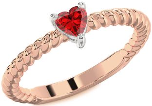 Ruby White Rose Gold Heart Promise Ring