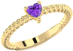 Amethyst Gold Heart Promise Ring