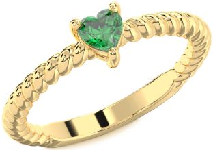 Emerald Gold Heart Promise Ring