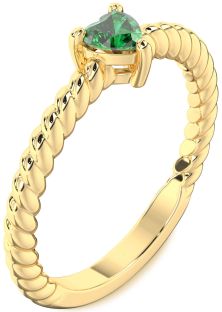 Emerald Gold Heart Promise Ring