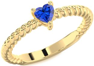 Blue Sapphire Gold Heart Promise Ring