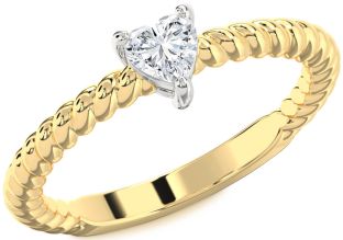 Diamond White Yellow Gold Heart Promise Ring