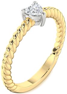 Diamond White Yellow Gold Heart Promise Ring