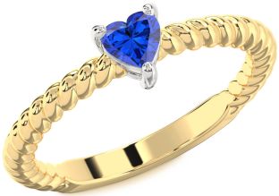 Blue Sapphire Platinum & Yellow Gold Heart Promise Ring