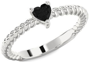 Black Diamond Silver Heart Promise Ring