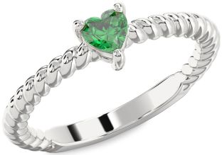 Emerald White Gold Heart Promise Ring