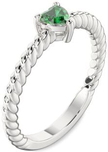 Emerald White Gold Heart Promise Ring