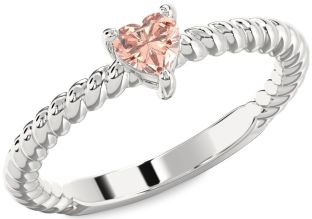 Amethyst Platinum Heart Promise Ring