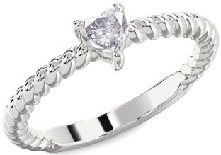 Salt & Pepper Diamond Silver Heart Promise Ring