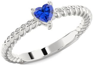 Blue Sapphire White Gold Heart Promise Ring