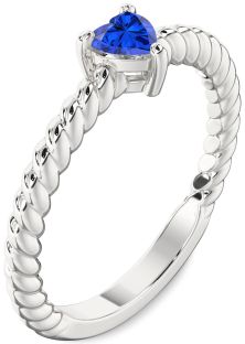Blue Sapphire White Gold Heart Promise Ring