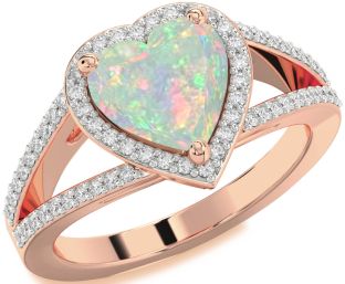Diamond Amethyst Rose Gold Heart Halo Pave Engagement Ring