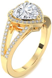 Diamond Gold Heart Halo Pave Engagement Ring