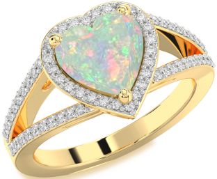 Diamond Amethyst Gold Heart Halo Pave Engagement Ring