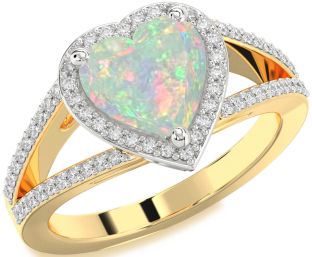 Diamond Amethyst Platinum & Yellow Gold Heart Halo Pave Engagement Ring