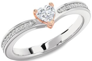 Diamond White Rose Gold Heart Promise Ring