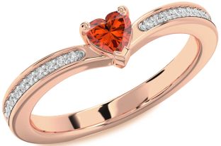 Diamond Amethyst Rose Gold Heart Pave Promise Ring