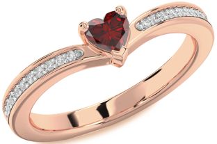 Diamond Amethyst Rose Gold Heart Pave Promise Ring