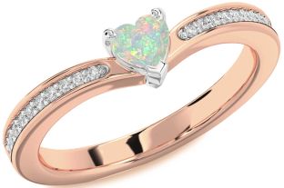 Diamond Amethyst Platinum & Rose Gold Heart Pave Promise Ring