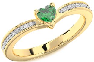 Diamond Emerald Gold Heart Promise Ring