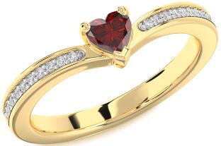Diamond Amethyst Gold Heart Pave Promise Ring