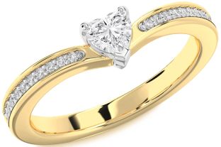 Diamond White Yellow Gold Heart Promise Ring