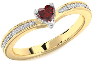 Diamond Amethyst Platinum & Yellow Gold Heart Pave Promise Ring