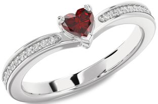 Diamond Amethyst Platinum Heart Pave Promise Ring