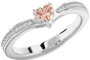 Diamond Amethyst Platinum Heart Pave Promise Ring