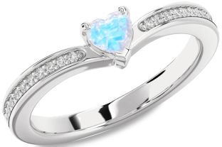 Diamond Amethyst Silver Heart Pave Promise Ring