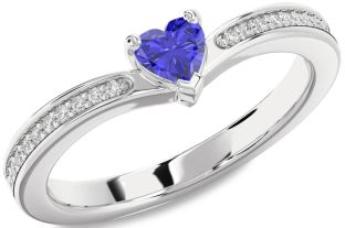 Diamond Amethyst Platinum Heart Pave Promise Ring