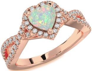 Diamond Amethyst Rose Gold Heart Halo Pave Engagement Ring