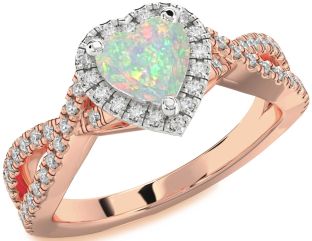 Diamond Amethyst Platinum & Rose Gold Heart Halo Pave Engagement Ring