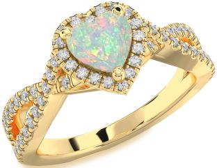 Diamond Amethyst Gold Heart Halo Pave Engagement Ring