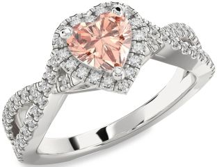 Diamond Amethyst Platinum Heart Halo Pave Engagement Ring