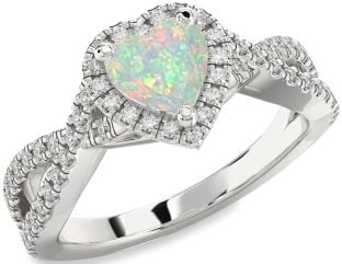 Diamond Amethyst Platinum Heart Halo Pave Engagement Ring