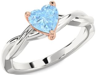 Amethyst Platinum & Rose Gold Heart Knot Solitaire Engagement Ring